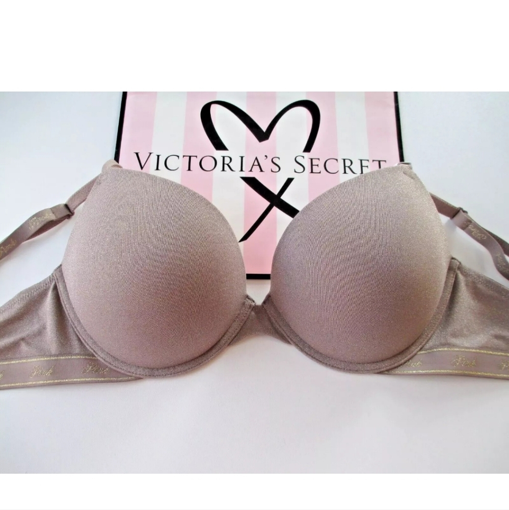 VICTORIA'S SECRET PINK Super Push-Up Bra VS Iced Coffee Shine NWT All Sizes
